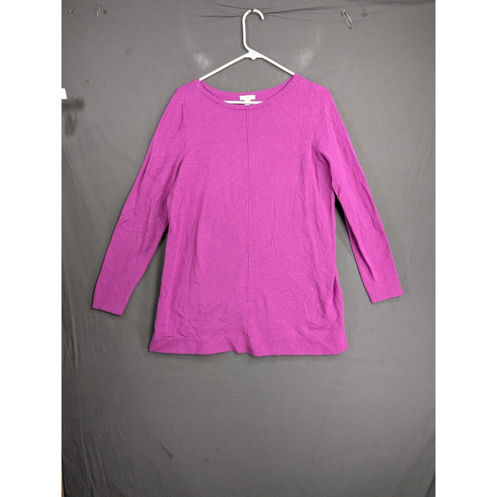 Pure Jill J. Jill Magenta Pink Cotton Knit Tunic Sweater Size M Long Sleeve